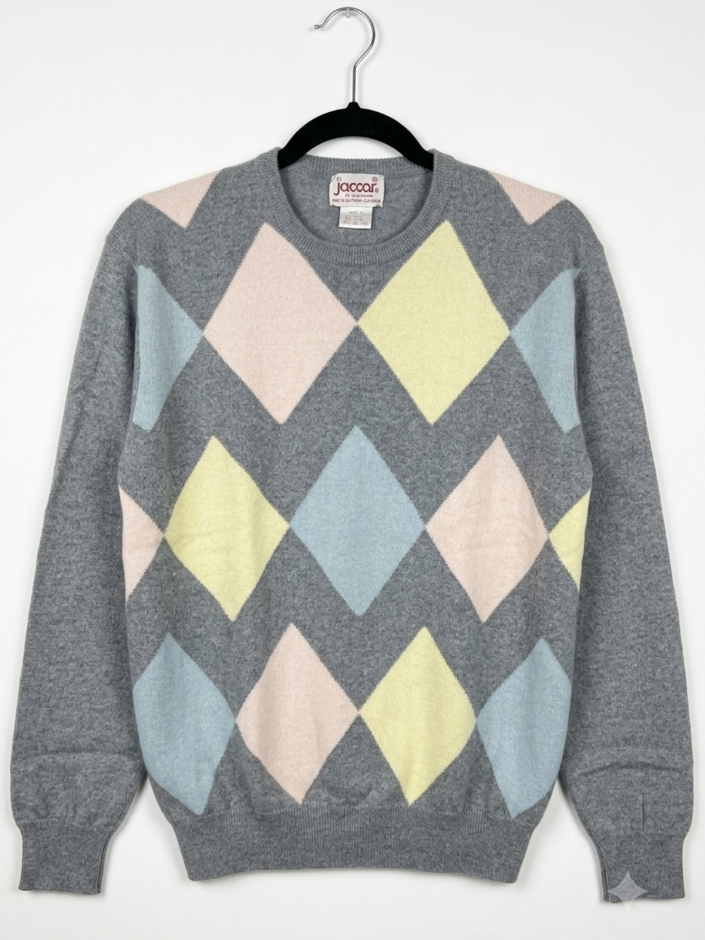 Vintage Jaccar of California Cashmere Argyle Sweater Sz M